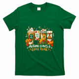 Autumn Leaves And Coffee Please Seasonal T-Shirt - Irish Green