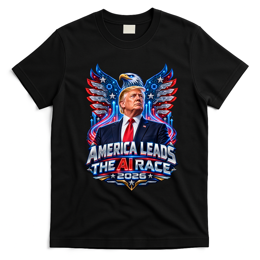 America Leads The AI Race Trump 2026 T-Shirt - Black