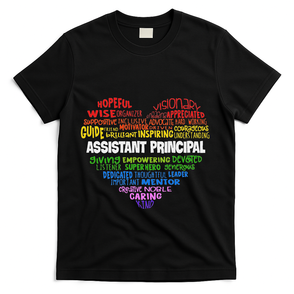 Assistant Principal Cute Hear Back To School T-Shirt - Black
