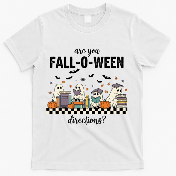 Are You Fallo Ween Directions Reading Ghost Halloween Teacher T-Shirt - White
