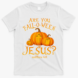 Are You Fall O Ween Jesus Christian Halloween Pumpkin T-Shirt - White