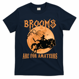 Brooms Are For Amateurs Horse Riding Funny Halloween Costume T-Shirt - Navy Blue