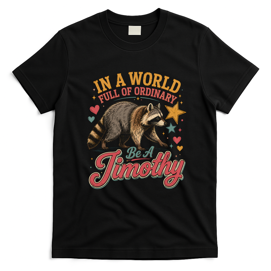 Be A Jimothy Raccoon Funny Viral Meme T-Shirt - Black