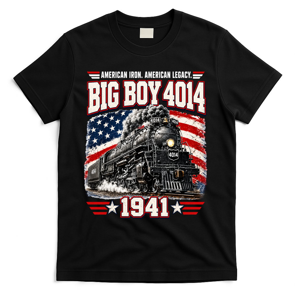 Big Boy 4014 Steam Locomotive Vintage Railroad T-Shirt - Black