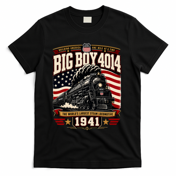Big Boy 4014 Steam Engine Locomotive Train Railroad T-Shirt - Black