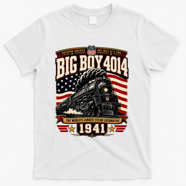 Big Boy 4014 Steam Engine Locomotive Train Railroad T-Shirt - White