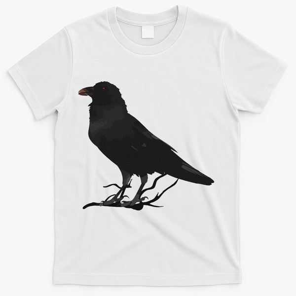 Beautiful Black Crow Raven Bird Silhouette T-Shirt - White