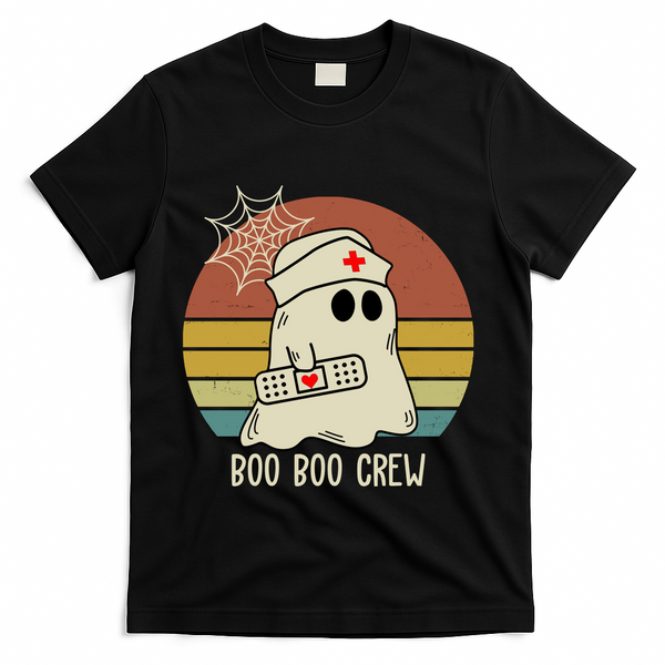 Boo Boo Crew Nurse Halloween Nurse Retro T-Shirt - Black