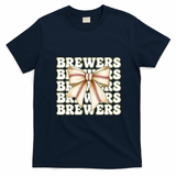 Brewers Bow Tie Sports Fan Retro Game Day T-Shirt - Navy Blue