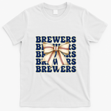 Brewers Bow Tie Sports Fan Retro Game Day T-Shirt - White
