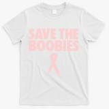 Breast Cancer Awareness Save The Boobies Ribbon Halloween T-Shirt - White
