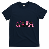 Breast Cancer Book Lover Cats T-Shirt - Navy Blue