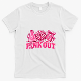 Breast Cancer Cheer Pink Out Awareness T-Shirt - White