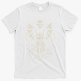 Black Cat Goth Kitten Halloween Skulls Rose Mom Dad T-Shirt - White