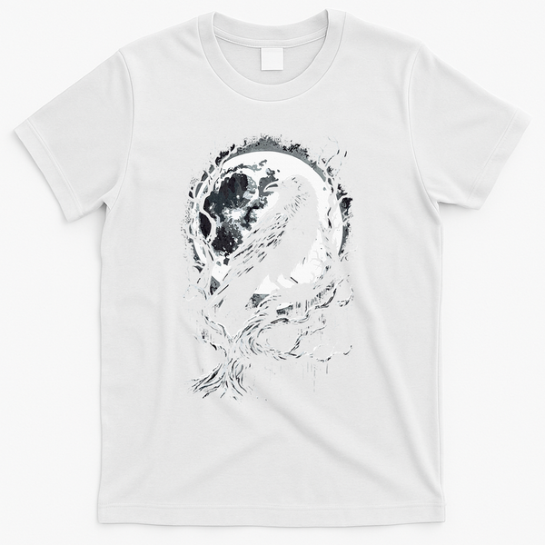 Black Crow Raven Bird T-Shirt - White