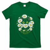 Botanical Cat Sun Flower Floral T-Shirt - Irish Green