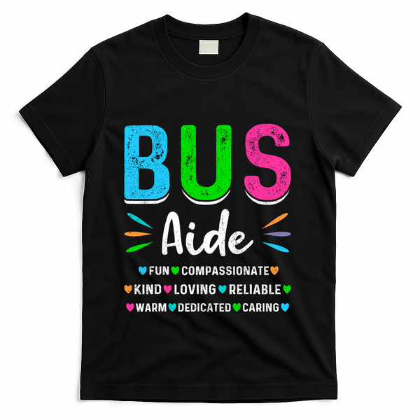 Bus Driver Aide Back To School Matching Group Squad T-Shirt - Black