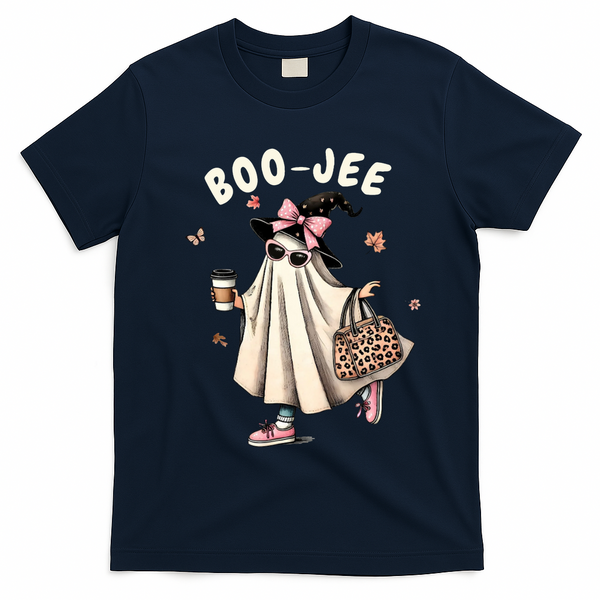 Boojee Funny Halloween Boujee Shopping Ghost Fall T-Shirt - Navy Blue