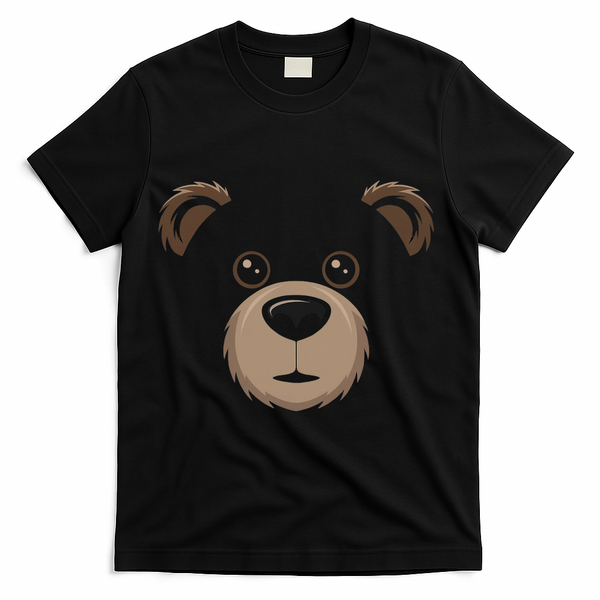 Bear Face Halloween Costume Brown Bear Animal T-Shirt - Black