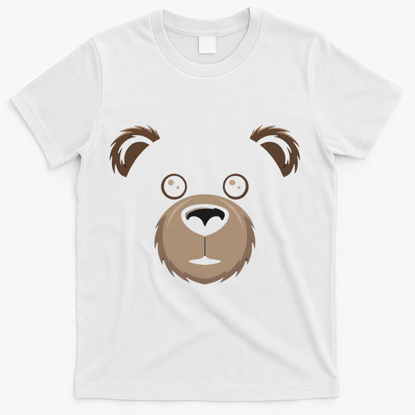 Bear Face Halloween Costume Brown Bear Animal T-Shirt - White
