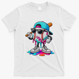 Baseball Happy Colorful Polka Dot Day Ice Cream Drip T-Shirt - White