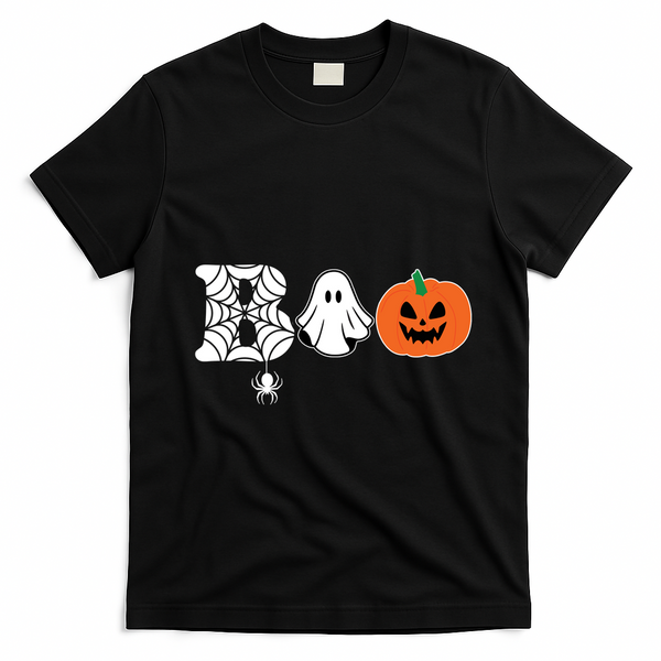 Boo Halloween Pumpkin Festive T-Shirt - Black