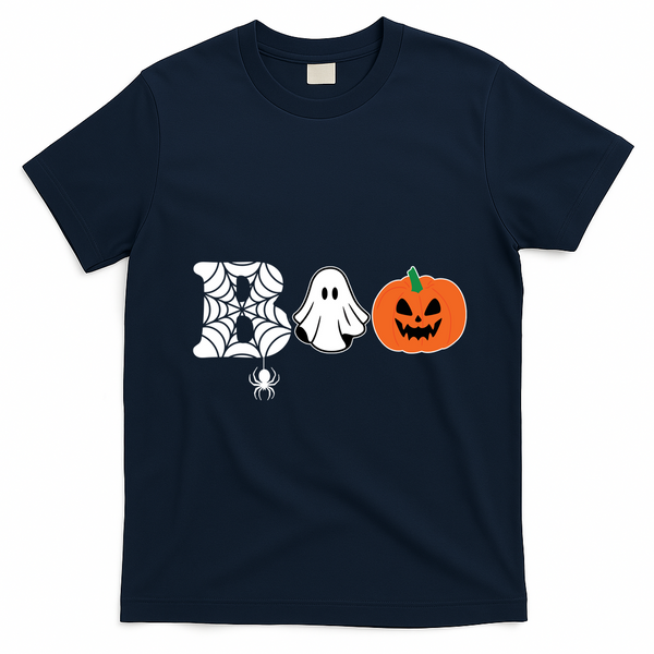 Boo Halloween Pumpkin Festive T-Shirt - Navy Blue