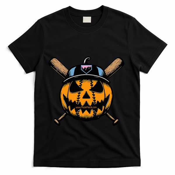 B.A.S.E.B.A.L.L Home Plate Drip Halloween Pumpkin T-Shirt - Black
