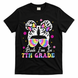 Bruh Im In 7th Grade Messy Bun First Day Of School T-Shirt - Black