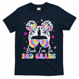Bruh Im In 2nd Grade Messy Bun First Day Of School T-Shirt - Navy