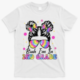 Bruh Im In 2nd Grade Messy Bun First Day Of School T-Shirt - White