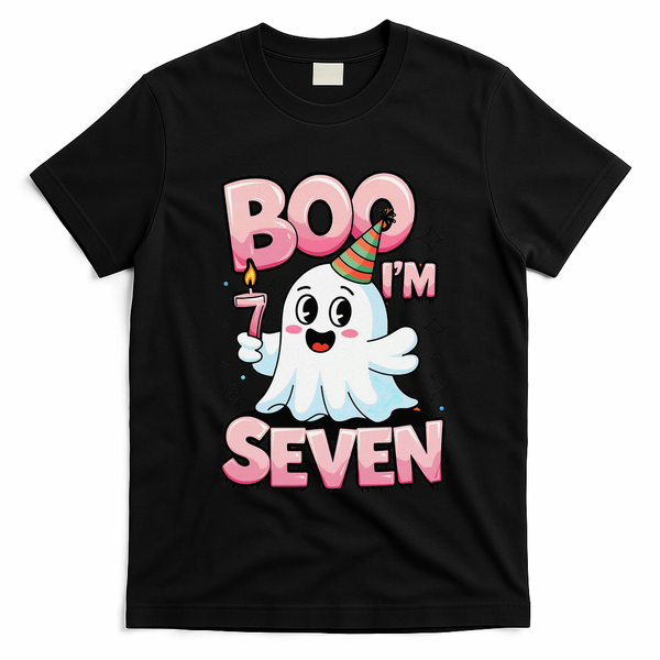 Boo IM Seven Ghost Theme For October T-Shirt - Black