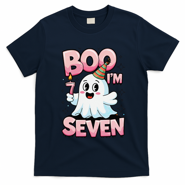 Boo IM Seven Ghost Theme For October T-Shirt - Navy Blue