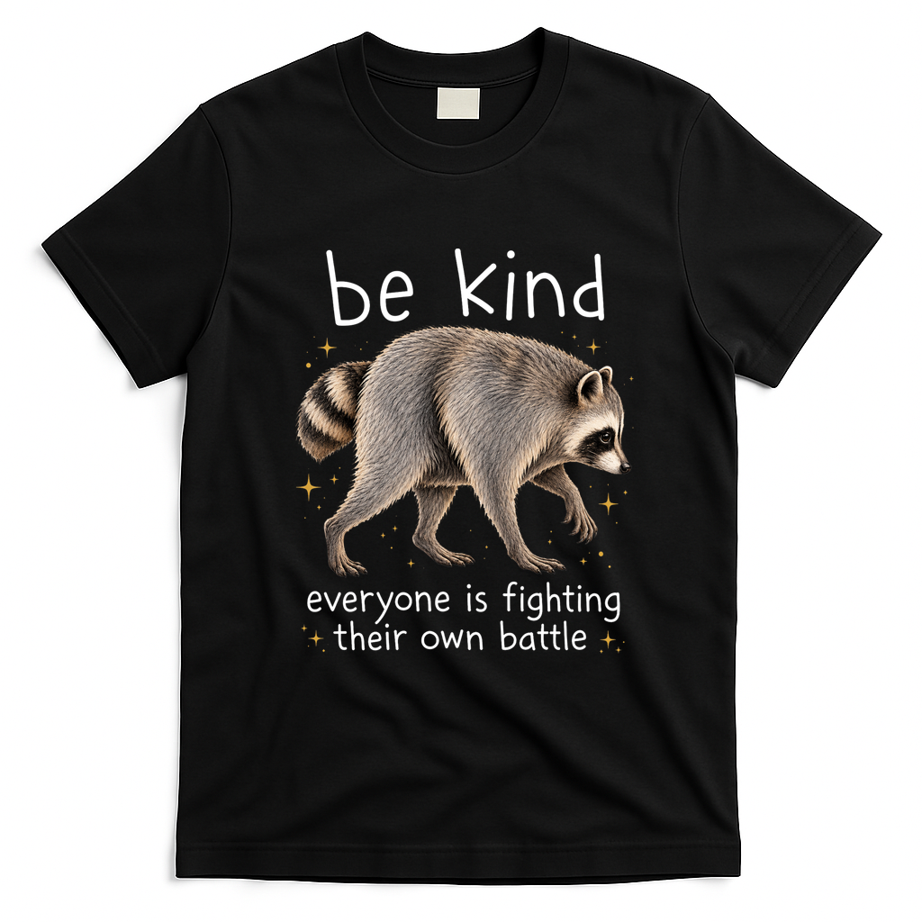 Be Kind Fighting Battle Raccoon Funny Jimothy Joke T-Shirt - Black