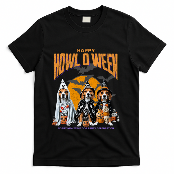 Beagle Mom Dad Halloween Lovers T-Shirt - Black