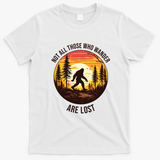 Bigfoot Not All Who Wander Are Lost Sasquatch T-Shirt - White