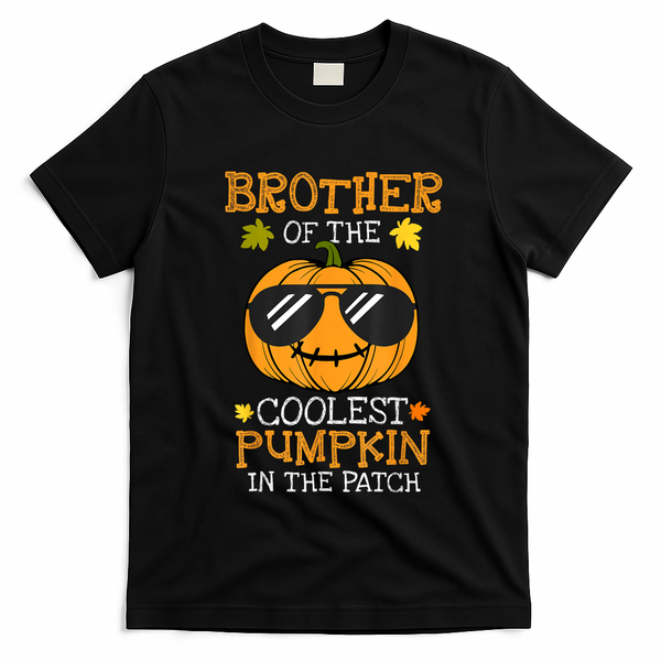 Brother Of The Coolest Pumpkin In The Patch Halloween Boy T-Shirt - Black