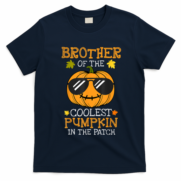Brother Of The Coolest Pumpkin In The Patch Halloween Boy T-Shirt - Navy Blue