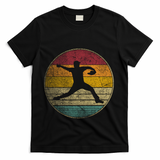 Baseball Pitcher Pitching Ball Glove Retro 70s 80s 90s Gift T-Shirt - Black