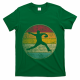 Baseball Pitcher Pitching Ball Glove Retro 70s 80s 90s Gift T-Shirt - Green
