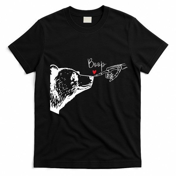 Bear Skeleton Boop Bear Funny Halloween Girl T-Shirt - Black