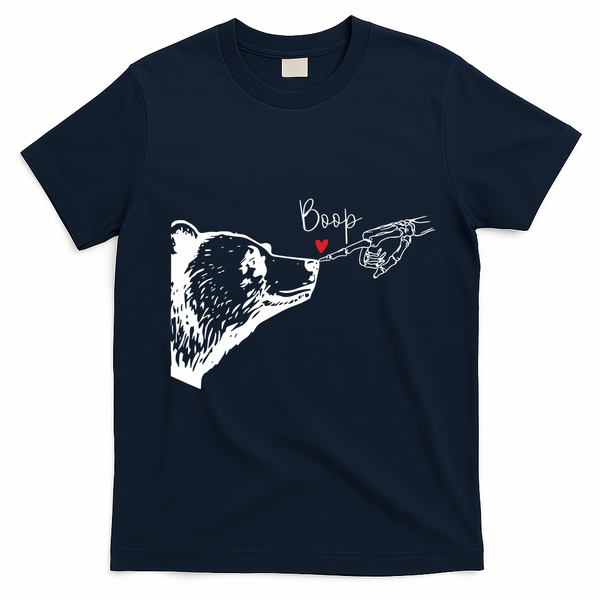Bear Skeleton Boop Bear Funny Halloween Girl T-Shirt - Navy Blue