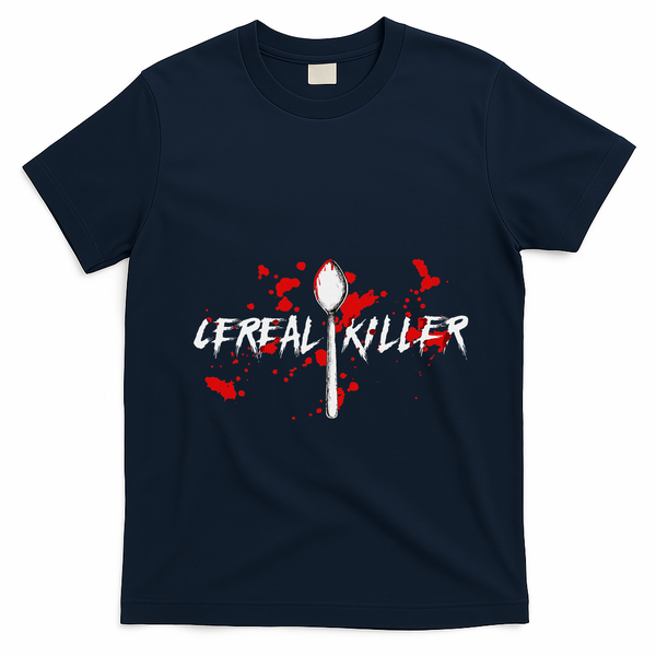 Bloody Spoon Cereal Killer Cereal Day T-Shirt - Navy Blue