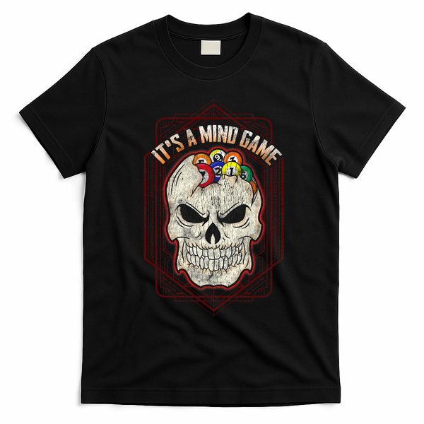 Billiards Skull Pool Balls ItS A Mind Game T-Shirt - Black