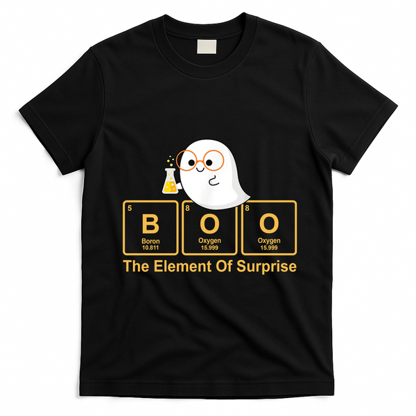Boo The Element Of Surprise Ghost Chemist Halloween T-Shirt - Black