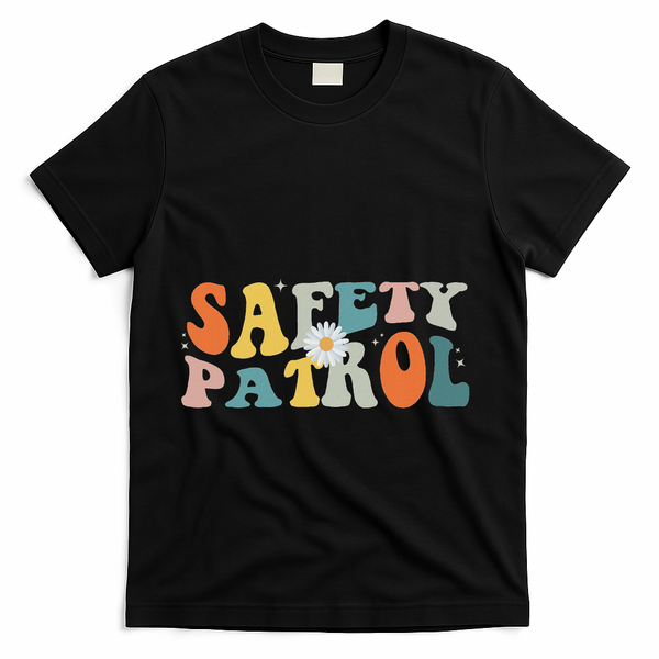 Back To School Student Safety Patrol Groovy T-Shirt - Black