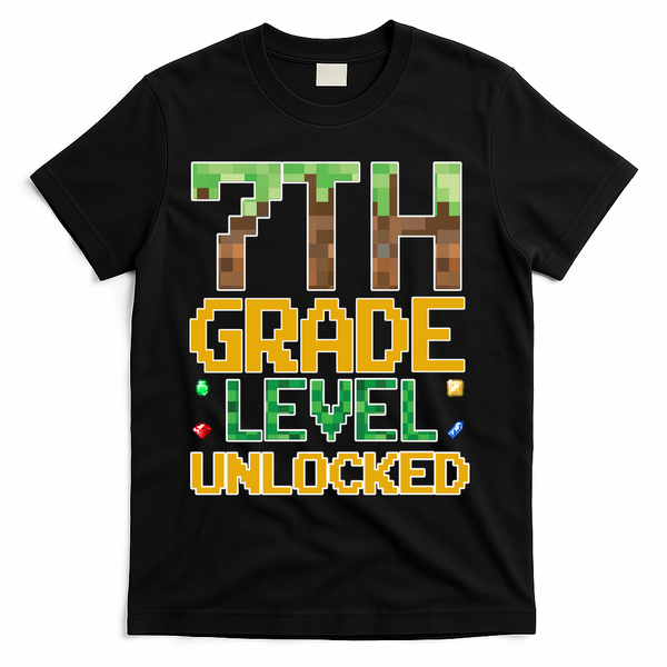 Back To School 7th Grade Gamer T-Shirt - Black