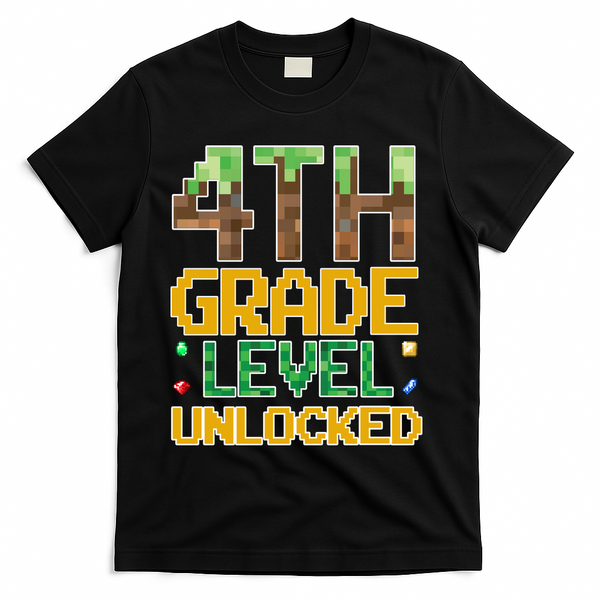 Back To School 4th Grade Gamer T-Shirt - Black