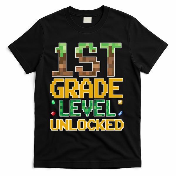 Back To School 1st Grade Gamer First Day T-Shirt - Black