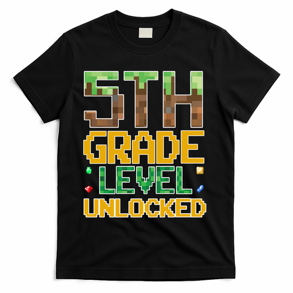 Back To School 5th Grade Gamer Fifth Grader T-Shirt - Black